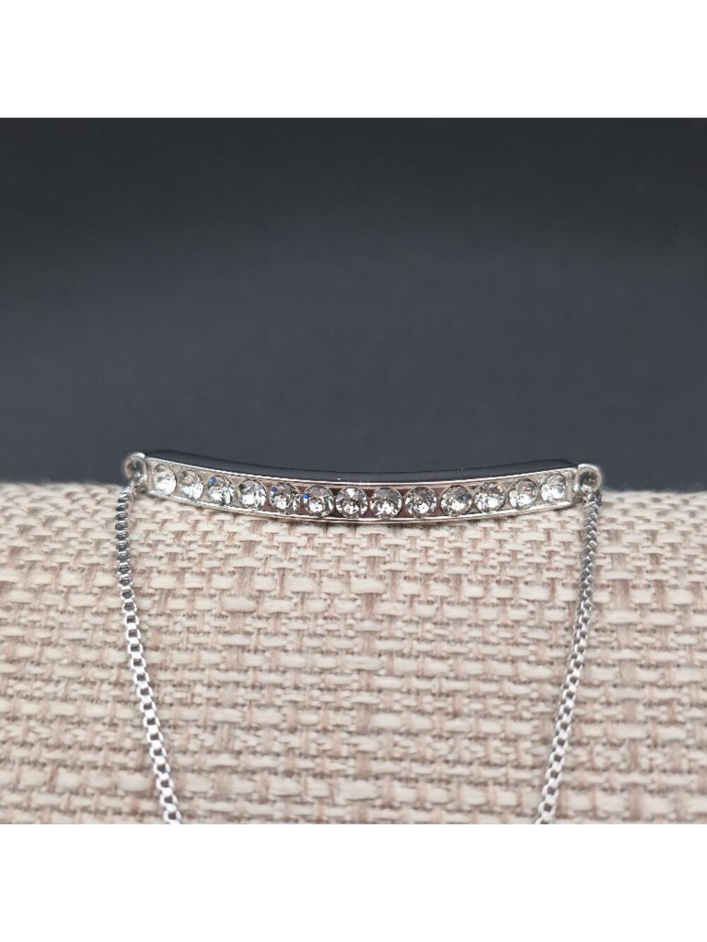 7 Inch Curved Bar Crystal Accent Adjustable Box Chain Bolo Bracelet A8863